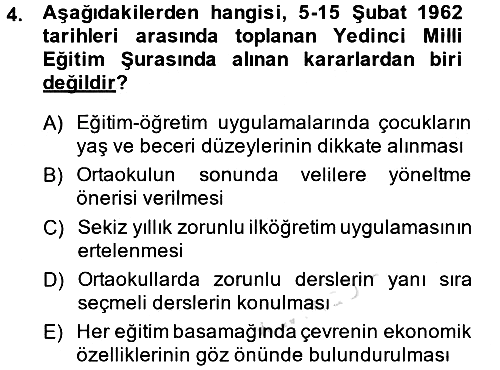 Türk Eğitim Tarihi 2013-2014 Tek Ders Sınavı - 4. soru