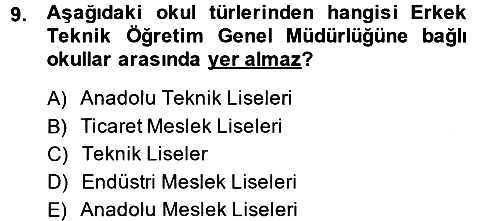 Türk Eğitim Tarihi 2014-2015 Tek Ders Sınavı - 9. soru