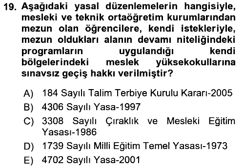 Türk Eğitim Tarihi 2015-2016 Tek Ders Sınavı - 19. soru
