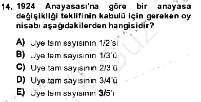 Anayasa 1 2013-2014 Dönem Sonu Sınavı - 14. soru