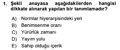 Anayasa 1 2016-2017 Dönem Sonu Sınavı - 1. soru