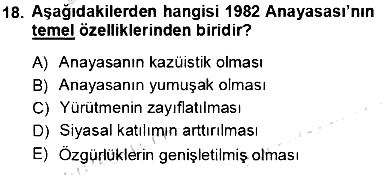 Anayasa 1 2013-2014 Tek Ders Sınavı - 18. soru
