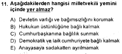Anayasa 2 2014-2015 Ara Sınav - 11. soru