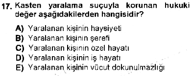 Ceza Hukukuna Giriş 2012-2013 Tek Ders Sınavı - 17. soru