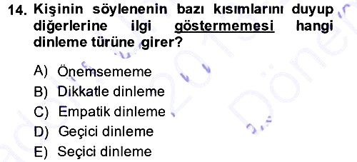 Halkla İlişkiler Ve İletişim 2013-2014 Dönem Sonu Sınavı - 14. soru