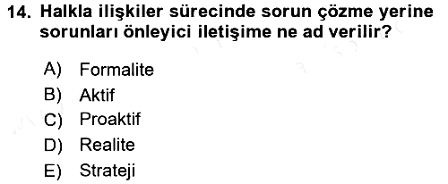Halkla İlişkiler Ve İletişim 2016-2017 Dönem Sonu Sınavı - 14. soru