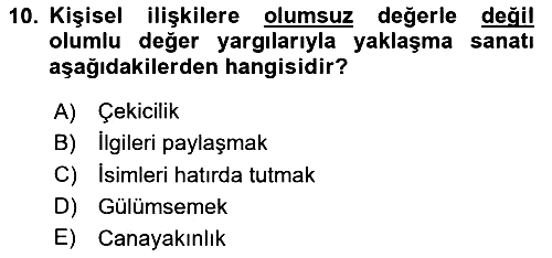 Halkla İlişkiler Ve İletişim 2024-2025 Yaz Okulu Sınavı - 10. soru