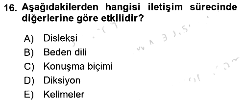 Halkla İlişkiler Ve İletişim 2024-2025 Yaz Okulu Sınavı - 16. soru