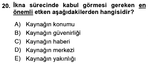 Halkla İlişkiler Ve İletişim 2025-2026 Yaz Okulu Sınavı - 20. soru
