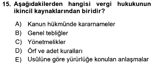 Hukukun Temel Kavramları 2 2017-2018 3 Ders Sınavı - 15. soru