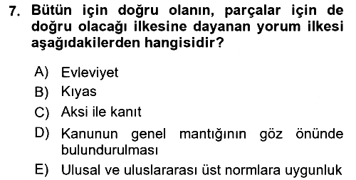 Hukukun Temel Kavramları 2 2021-2022 Yaz Okulu Sınavı - 7. soru