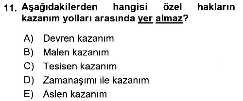 Hukukun Temel Kavramları 2 2021-2022 Yaz Okulu Sınavı - 11. soru
