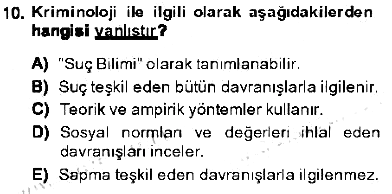 Kriminoloji 2013-2014 Ara Sınav - 10. soru