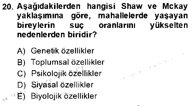 Kriminoloji 2014-2015 Ara Sınav - 20. soru