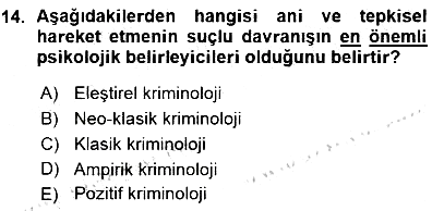 Kriminoloji 2015-2016 Ara Sınav - 14. soru