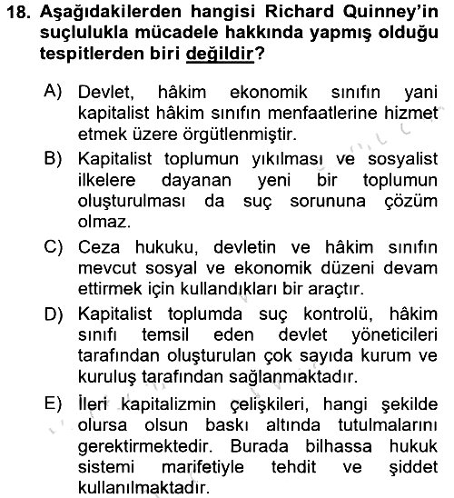 Kriminoloji 2017-2018 Ara Sınav - 18. soru