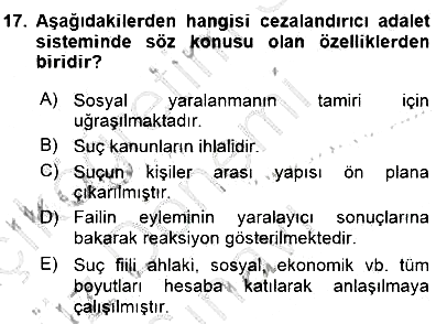 Kriminoloji 2015-2016 Dönem Sonu Sınavı - 17. soru