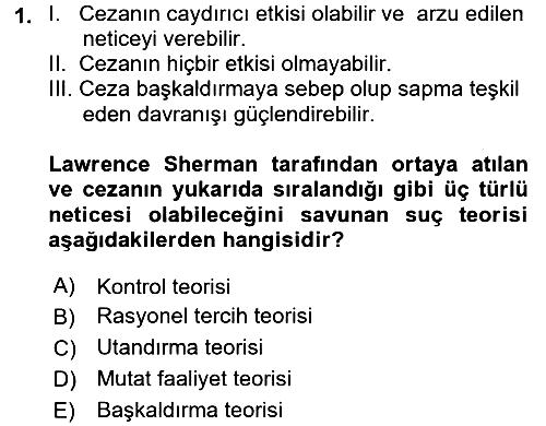 Kriminoloji 2017-2018 Dönem Sonu Sınavı - 1. soru