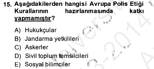 Özel Güvenlik Meslek Etiği 2013-2014 Ara Sınav - 15. soru