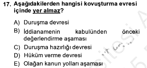 Temel Ceza Muhakemesi Hukuku Bilgisi 2014-2015 Dönem Sonu Sınavı - 17. soru