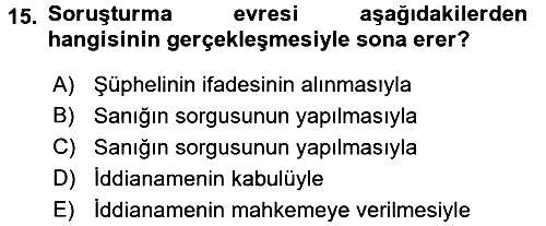 Temel Ceza Muhakemesi Hukuku Bilgisi 2015-2016 Tek Ders Sınavı - 15. soru