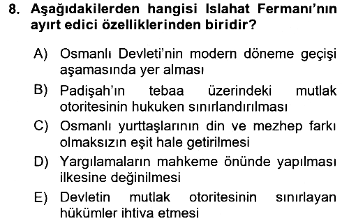 Temel İnsan Hakları Bilgisi 2 2017-2018 3 Ders Sınavı - 8. soru