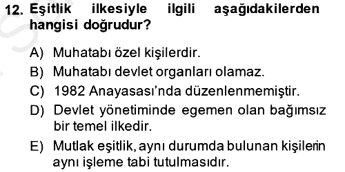 Temel İnsan Hakları Bilgisi 2 2014-2015 Dönem Sonu Sınavı - 12. soru