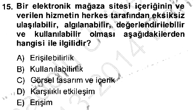 E-Perakendecilik 2013-2014 Ara Sınav - 15. soru