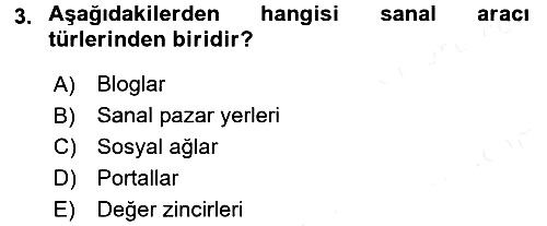E-Perakendecilik 2015-2016 Ara Sınav - 3. soru