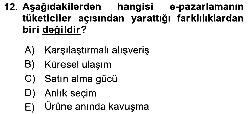 E-Perakendecilik 2015-2016 Ara Sınav - 12. soru