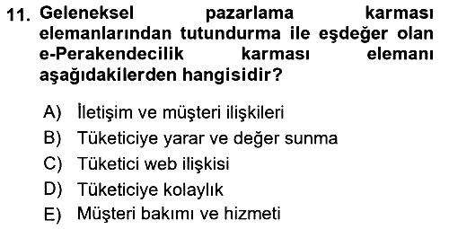 E-Perakendecilik 2018-2019 Ara Sınav - 11. soru