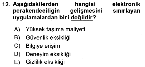E-Perakendecilik 2018-2019 Ara Sınav - 12. soru