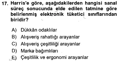 E-Perakendecilik 2015-2016 Dönem Sonu Sınavı - 17. soru