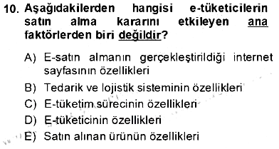 E-Perakendecilik 2013-2014 Tek Ders Sınavı - 10. soru