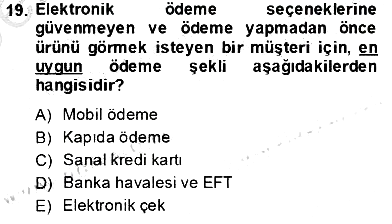 E-Perakendecilik 2013-2014 Tek Ders Sınavı - 19. soru