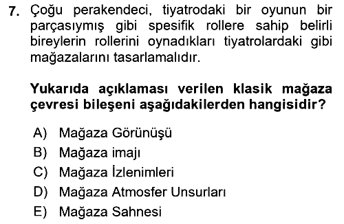 E-Perakendecilik 2021-2022 Yaz Okulu Sınavı - 7. soru