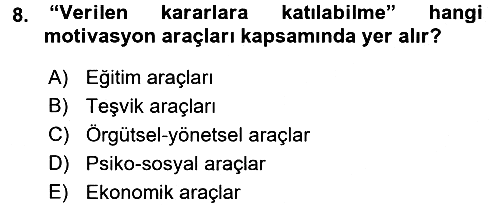 Kişisel Satış Teknikleri 2015-2016 Ara Sınav - 8. soru