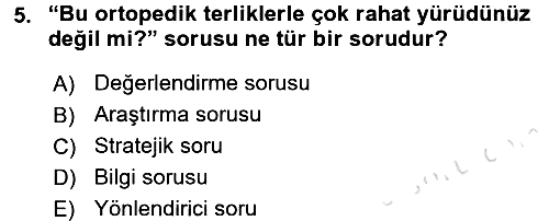 Kişisel Satış Teknikleri 2016-2017 Dönem Sonu Sınavı - 5. soru