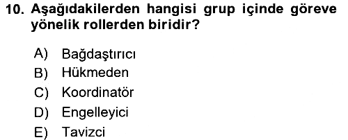 Organizasyonlarda Davranış 2015-2016 Ara Sınav - 10. soru