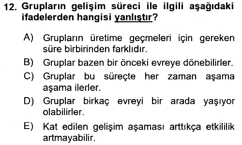 Organizasyonlarda Davranış 2015-2016 Ara Sınav - 12. soru