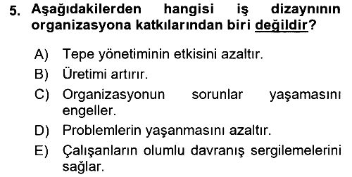 Organizasyonlarda Davranış 2015-2016 Dönem Sonu Sınavı - 5. soru