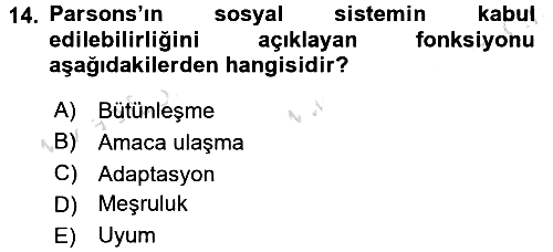 Organizasyonlarda Davranış 2015-2016 Dönem Sonu Sınavı - 14. soru