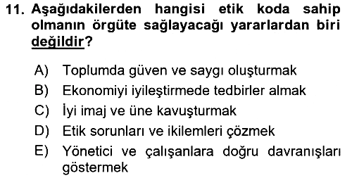 Organizasyonlarda Davranış 2016-2017 Dönem Sonu Sınavı - 11. soru
