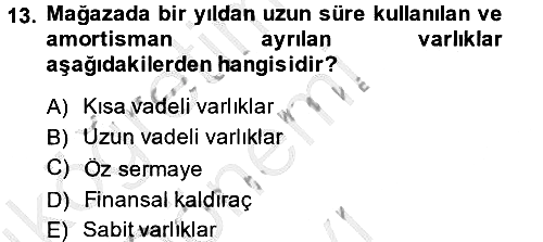Perakende Yönetimi 2014-2015 Dönem Sonu Sınavı - 13. soru