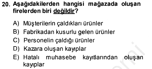 Perakende Yönetimi 2014-2015 Dönem Sonu Sınavı - 20. soru