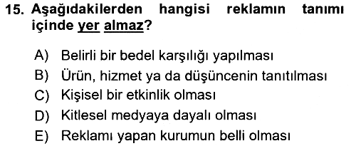 Perakende Yönetimi 2016-2017 Dönem Sonu Sınavı - 15. soru