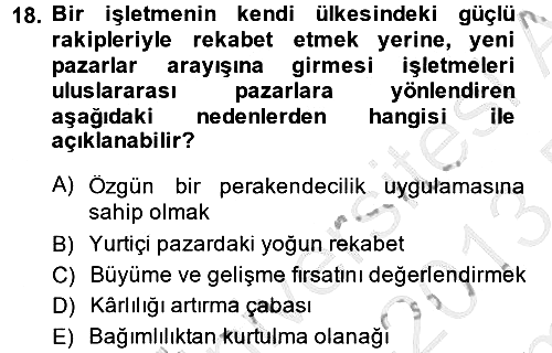 Perakendeciliğe Giriş 2012-2013 Dönem Sonu Sınavı - 18. soru