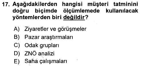 Perakendecilikte Müşteri İlişkileri Yönetimi 2022-2023 Ara Sınav - 17. soru