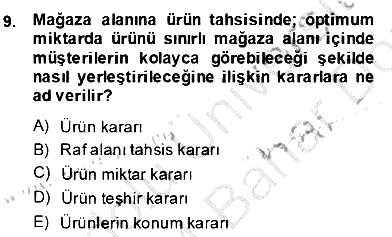 Perakendecilikte Ürün Yönetimi 2013-2014 Dönem Sonu Sınavı - 9. soru