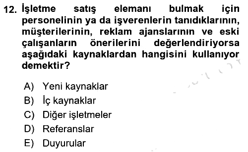 Satış Yönetimi 2018-2019 3 Ders Sınavı - 12. soru